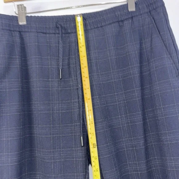Zara Womens Plaid Dress Pants XL Navy Check Slim Work Trousers Pull On - Picture 5 of 7
